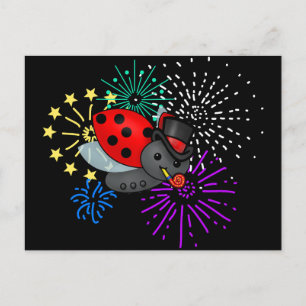 New Years Ladybug Postkarte