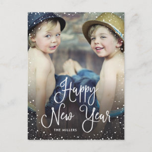 New Years Snow Holiday Foto Feiertagspostkarte