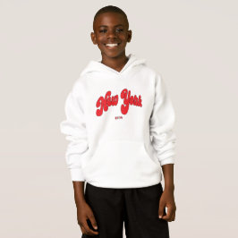 New-York 1898 Red Logo Typography White Hoodie
