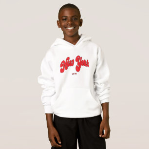 New-York 1898 Rotes Logo Typography Weiß Hoodie