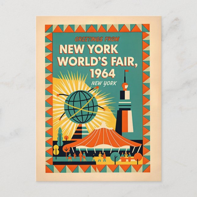 New York 1964 World’s Fair Retro Postkarte (Vorderseite)