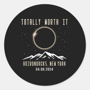 New York 2024 Total Solar Eclipse 1 Runder Aufkleber
