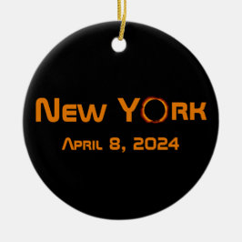 New York 2024 Total Solar Eclipse Keramik Ornament