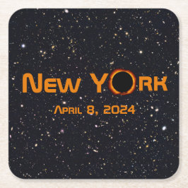 New York 2024 Total Solar Eclipse Rechteckiger Pappuntersetzer