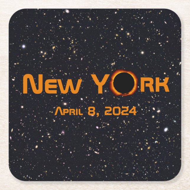 New York 2024 Total Solar Eclipse Rechteckiger Pappuntersetzer (Vorderseite)