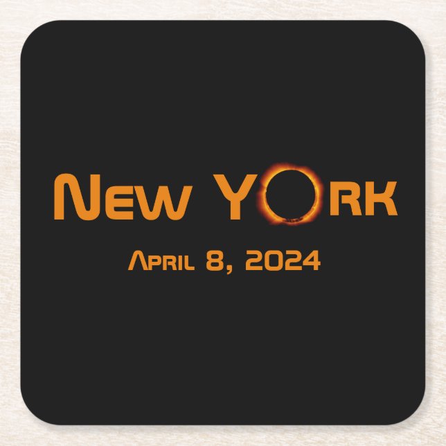 New York 2024 Total Solar Eclipse Rechteckiger Pappuntersetzer (Vorderseite)