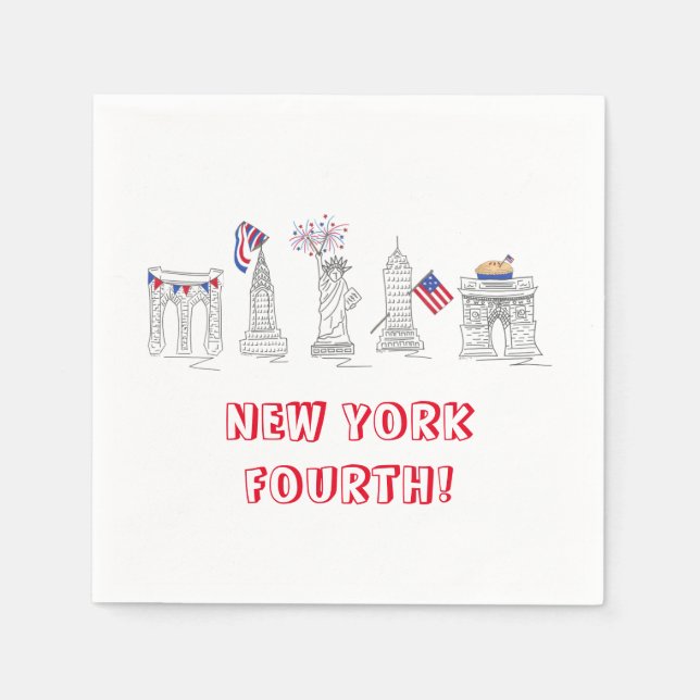 New York 4. Juli Vierte Patriotische Sehenswürdigk Serviette (Vorderseite)