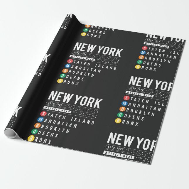 New York 5 Boroughs Geschenkpapier (Ungerollt)