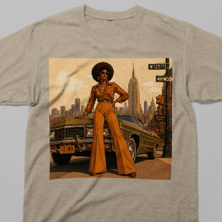 New York 70er Retro Schwarz Frau NYC T-Shirt