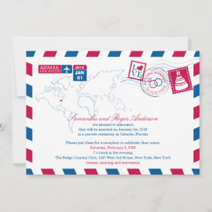 New York Airmail Post Hochzeitsempfang Einladung