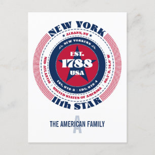 New York, Albany, NY, Patriotic, Monogram Postkarte
