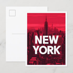 New York America Art Vintage Travel Illustration Postkarte