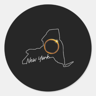 New York April 8 Total Solar Eclipse US Karte Insg Runder Aufkleber