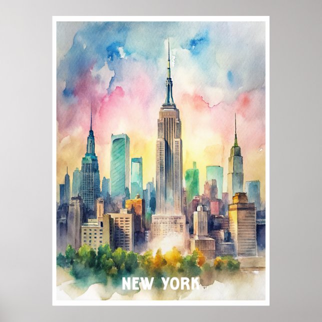 New York Aquarellbilder Poster (Vorne)