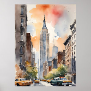 New York Aqucolor Art Poster