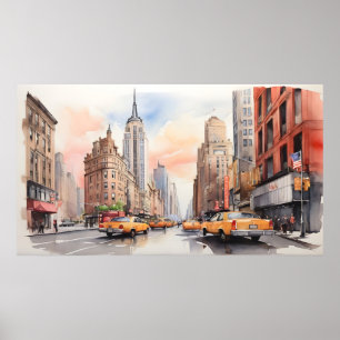 New York Aqucolor Art Poster