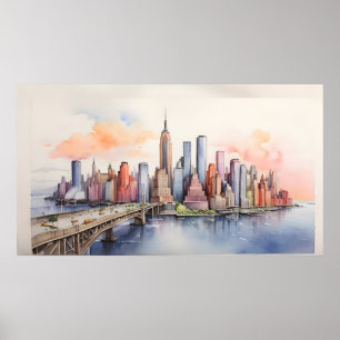New York Aqucolor Art Poster