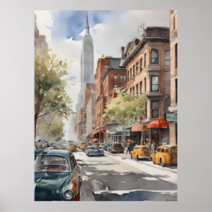 New York Aqucolor Art Poster