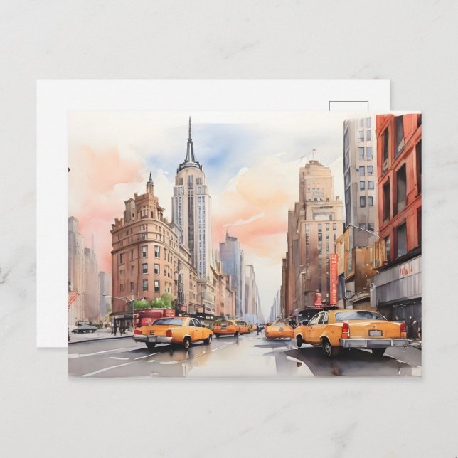 New York Aqucolor Art Postkarte (Vorne/Hinten)