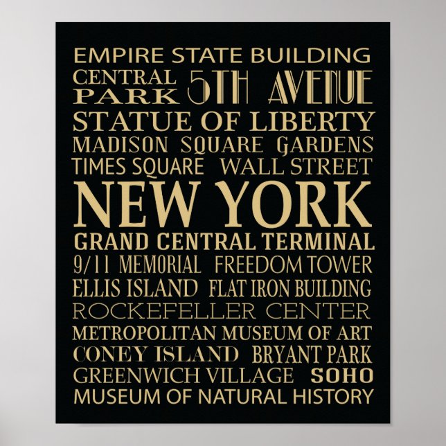 New York Attraktionen Poster (Vorne)