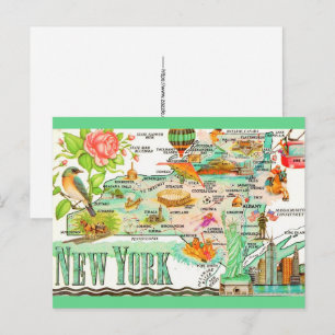 New York Attraktionen Postkarte
