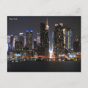 New York bei Nacht Poster Feiertagspostkarte