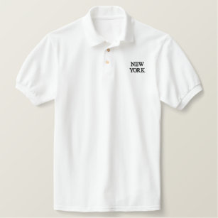 New York bestickt Mens Polo Shirt White