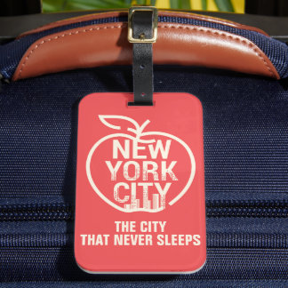 NEW YORK Big Apple Skyline Silhouette Modern Red Gepäckanhänger