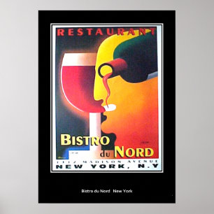 New York Bistro Restaurant Art Deco Poster