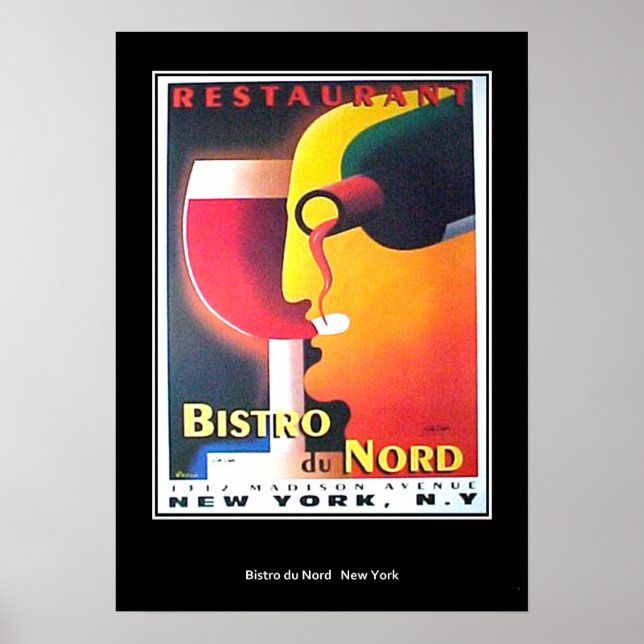 New York Bistro Restaurant Art Deco Poster (Vorne)