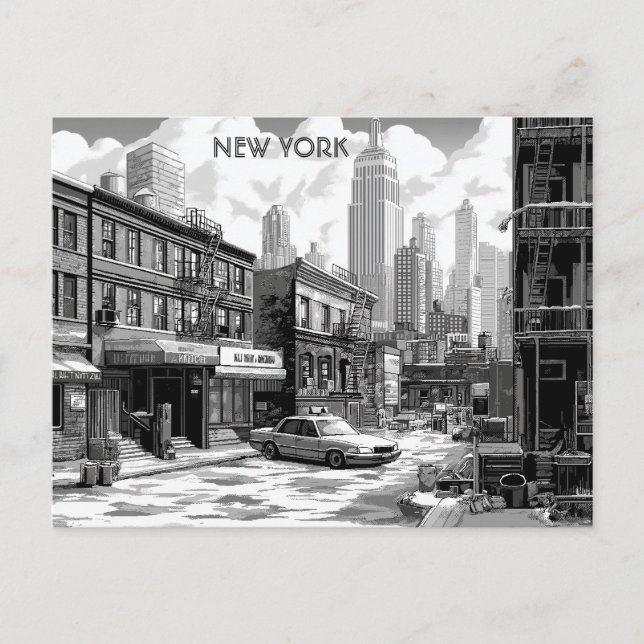 New York Black and White Travel Manhattan Postkarte (Vorderseite)