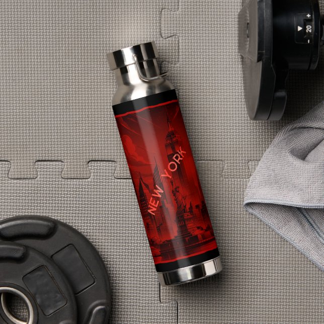 New York Black Red Trinkflasche (Fitnessstudio (gedreht))