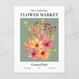 New York Blume Market, Central Park Postcard Postkarte