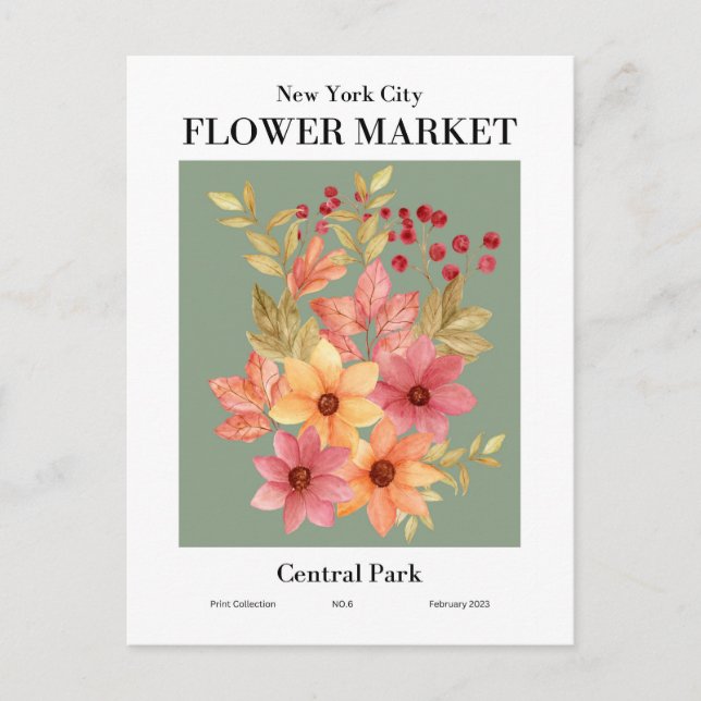 New York Blume Market, Central Park Postcard Postkarte (Vorderseite)