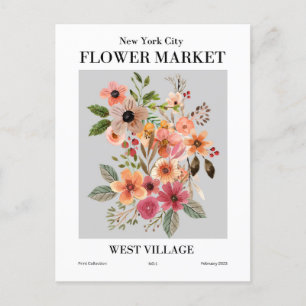 New York Blume Market, West Village Postcard Postkarte