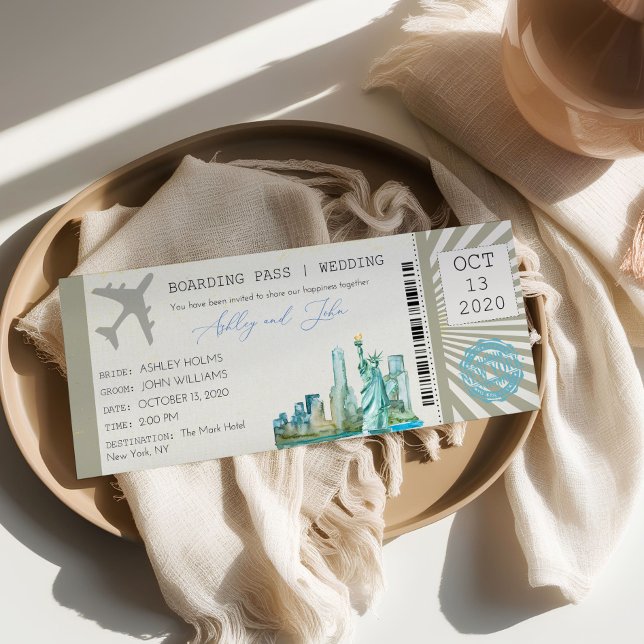 New York Boarding Pass Ticket Hochzeit Einladung (Von Creator hochgeladen)