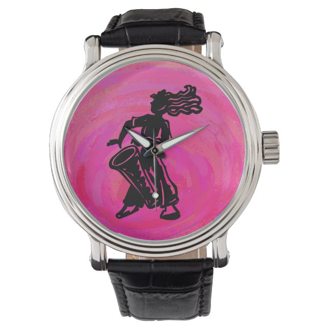 New York Boogie Nights Drum Hot Pink Armbanduhr (Vorderseite)