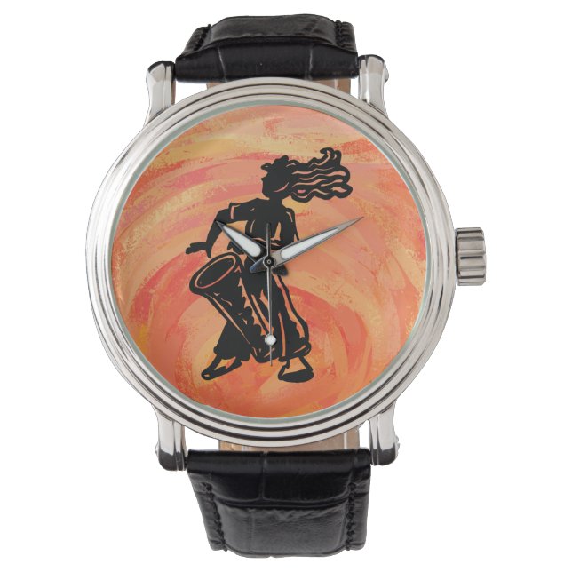 New York Boogie Nights Drum Orange Armbanduhr (Vorderseite)