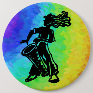New York Boogie Nights Drum Rainbow Button