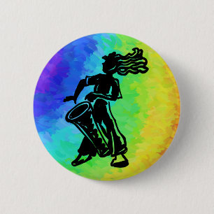 New York Boogie Nights Drum Rainbow Button