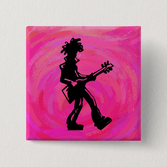 New York Boogie Nights Gitarre Hot Pink Button (Vorderseite)