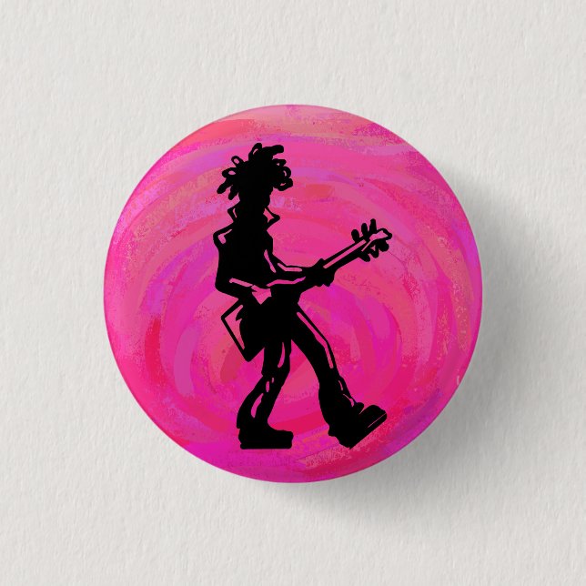 New York Boogie Nights Gitarre Hot Pink Button (Vorderseite)