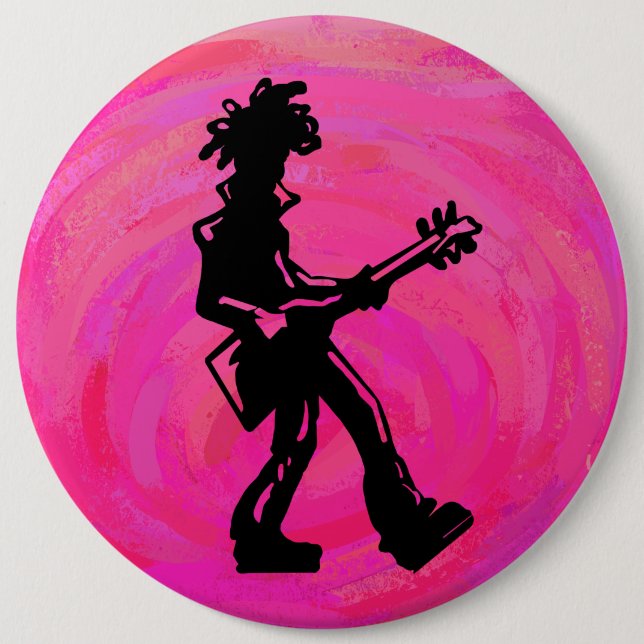 New York Boogie Nights Gitarre Hot Pink Button (Vorderseite)