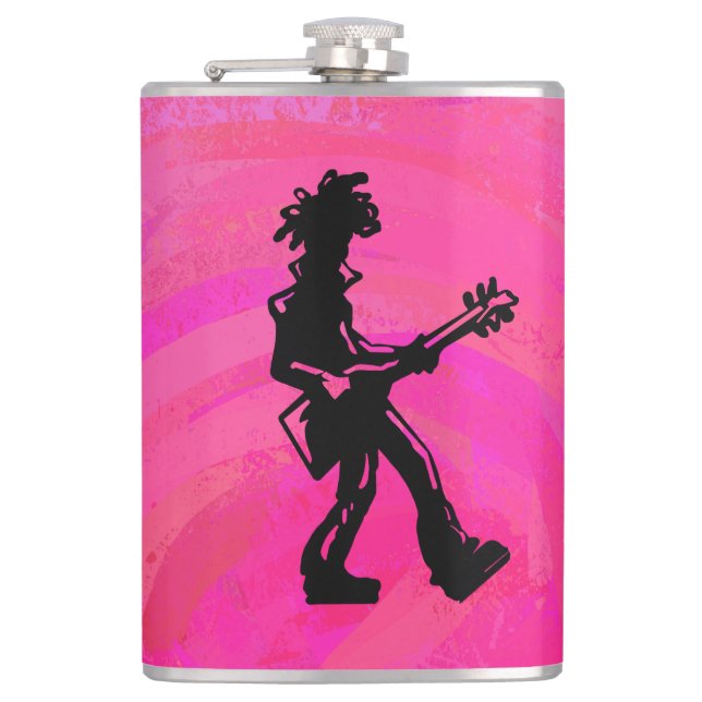 New York Boogie Nights Gitarre Hot Pink Flachmann (Vorderseite)