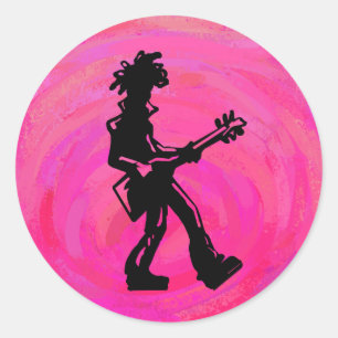 New York Boogie Nights Gitarre Hot Pink Runder Aufkleber