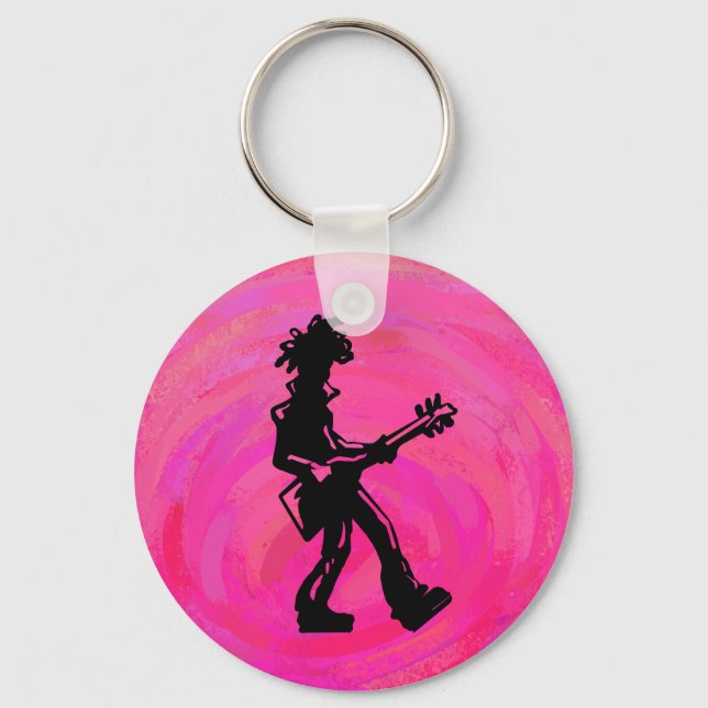 New York Boogie Nights Gitarre Hot Pink Schlüsselanhänger (Vorderseite)
