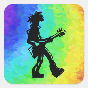 New York Boogie Nights Gitarre Rainbow Quadratischer Aufkleber