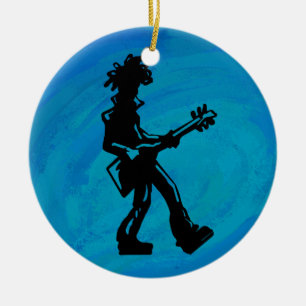 New York Boogie Nights Guitar Blue Keramik Ornament