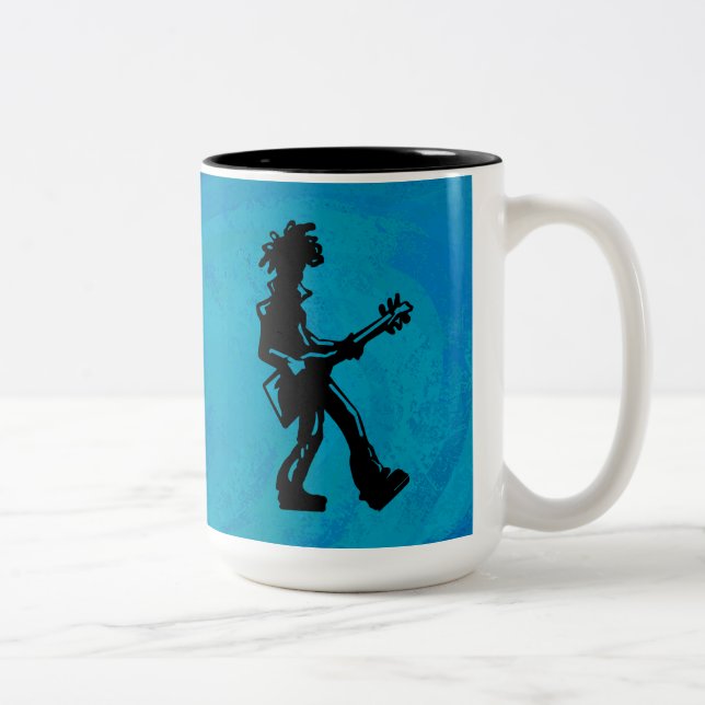 New York Boogie Nights Guitar Blue Zweifarbige Tasse (Rechts)