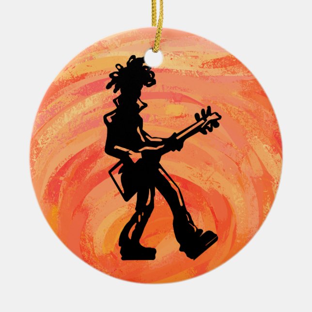 New York Boogie Nights Guitar Orange Keramik Ornament (Vorne)
